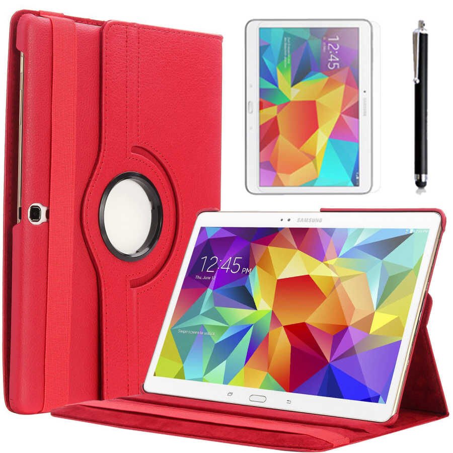Samsung Galaxy Tab 4 10.1 T530 T531 T533 T535 Kılıf Dönebilen Standlı (D-T) Kırmızı