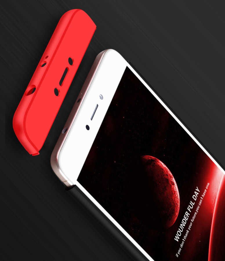 Xiaomi Redmi 4x Kılıf 360 Tam Koruma Ön Ve Arka Sert Mika Kapak Orjinal Ays Gkk Kapak Siyah-Kırmızı