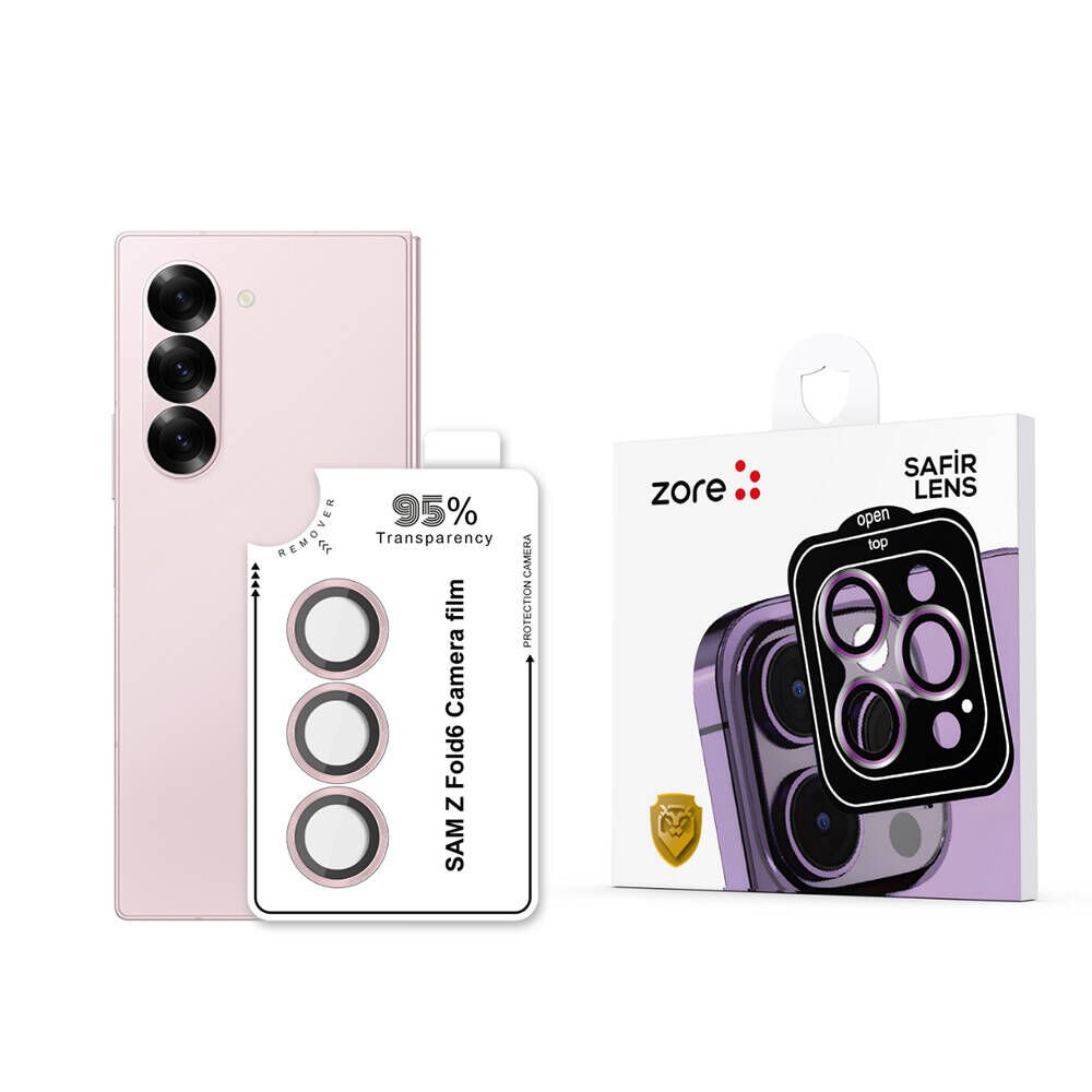 Samsung Galaxy Z Fold 6 Safir Kamera Lens Koruyucu (KOLAY TAKMA APARATLI) CL-11 Pembe