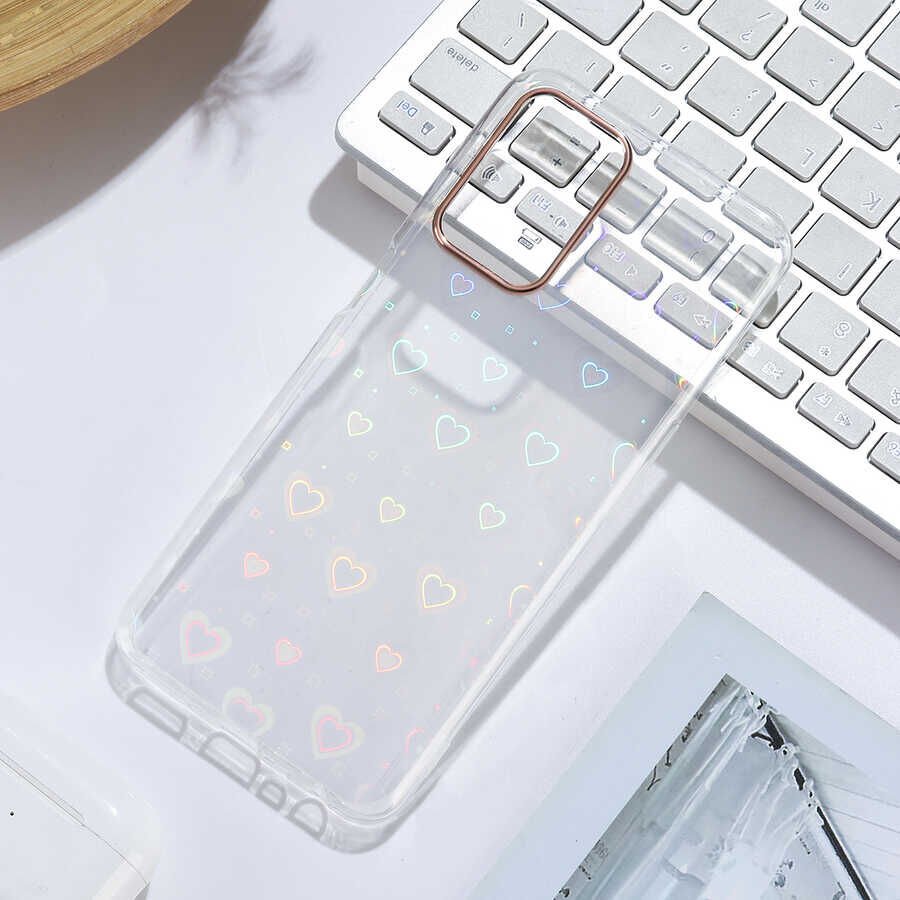 Oppo A74 4G Kılıf Renkli Transparan Parlak Desenli Sert Kapak (SİDNEY) Heart No1