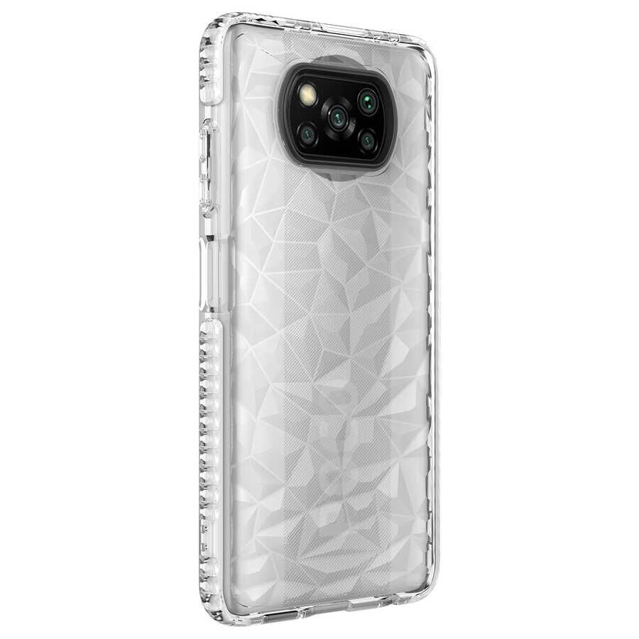 Xiaomi Poco X3 Kılıf Pramit Desenli Renkli Yumuşak Lüks Silikon Kapak (BUZ) Beyaz