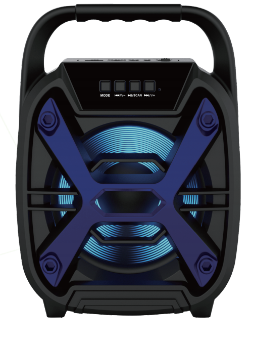 Bluetooth Speaker Hoparlör With FM Radio Özellikli Gövde Kısmında Renkli Led Tasarımı (ZQS-6110) Kırmızı