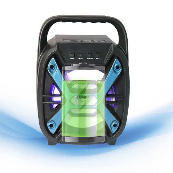 Bluetooth Speaker Hoparlör With FM Radio Özellikli Gövde Kısmında Renkli Led Tasarımı (ZQS-6110) Kırmızı