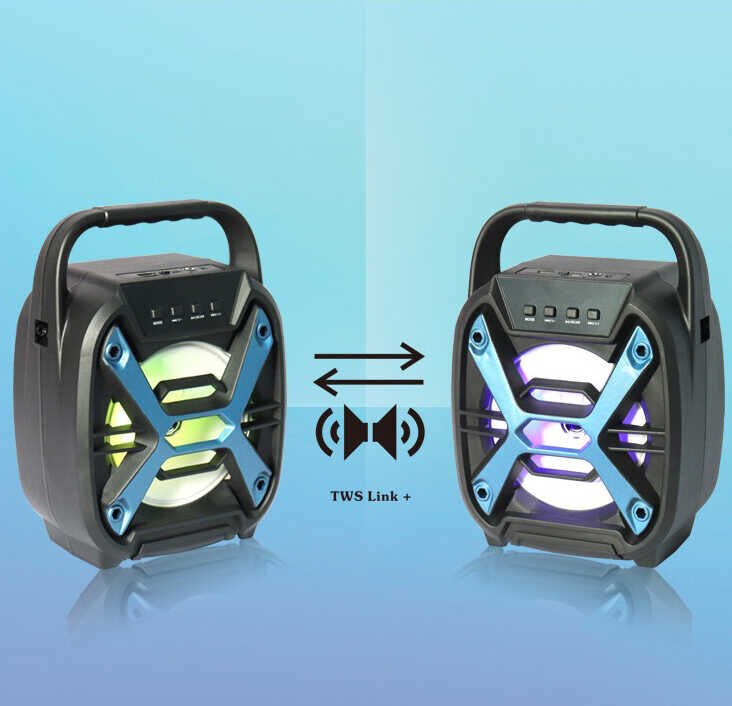 Bluetooth Speaker Hoparlör With FM Radio Özellikli Gövde Kısmında Renkli Led Tasarımı (ZQS-6110) Kırmızı