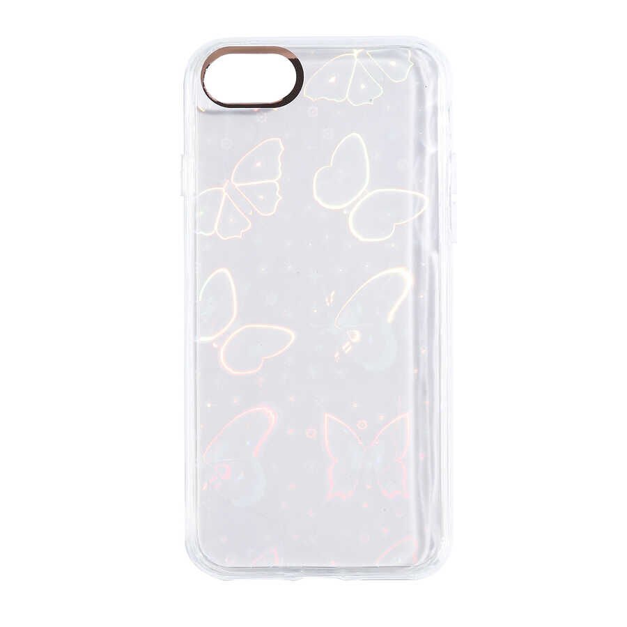 Apple  iPhone 8 Kılıf Renkli Transparan Parlak Desenli Sert Kapak (SİDNEY) Flower No3
