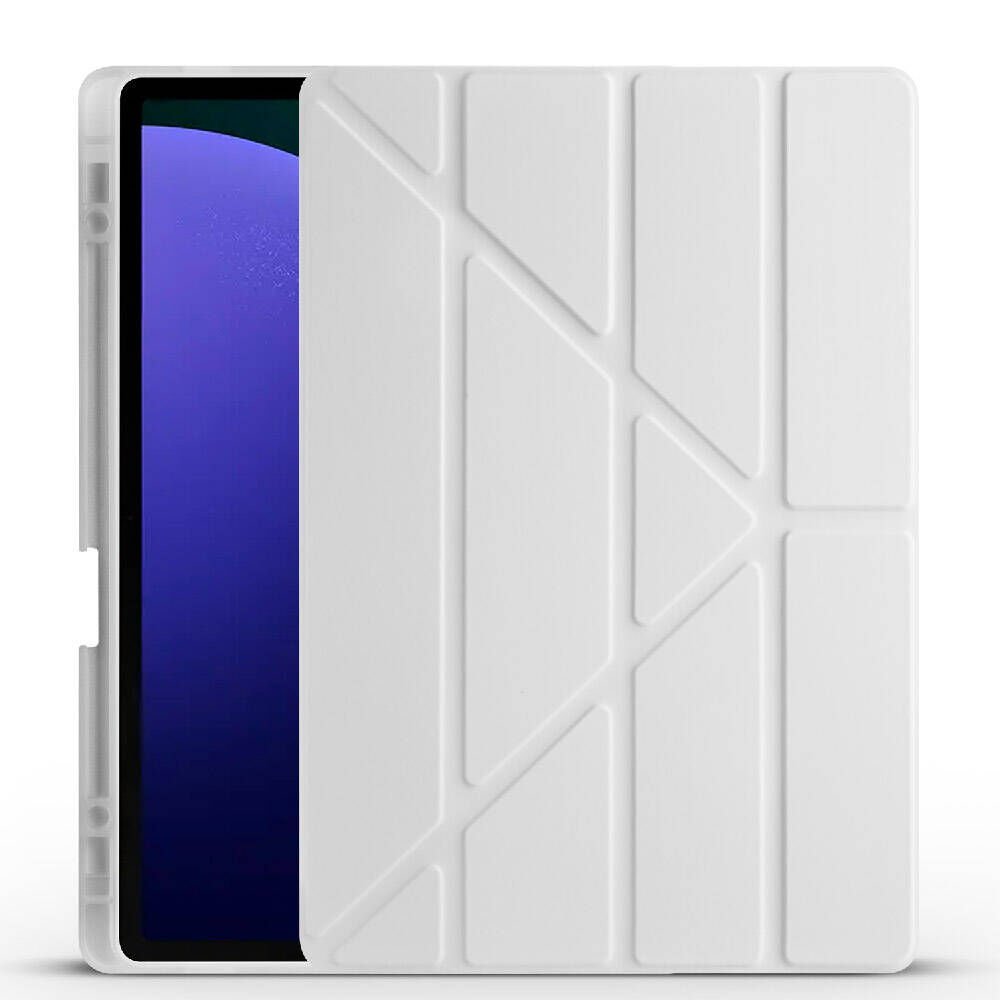 Samsung Galaxy Tab S10 Plus Kılıf Kalem Bölmeli Standlı 360 Derece Tam Korumalı Tasarım (TR) Gri