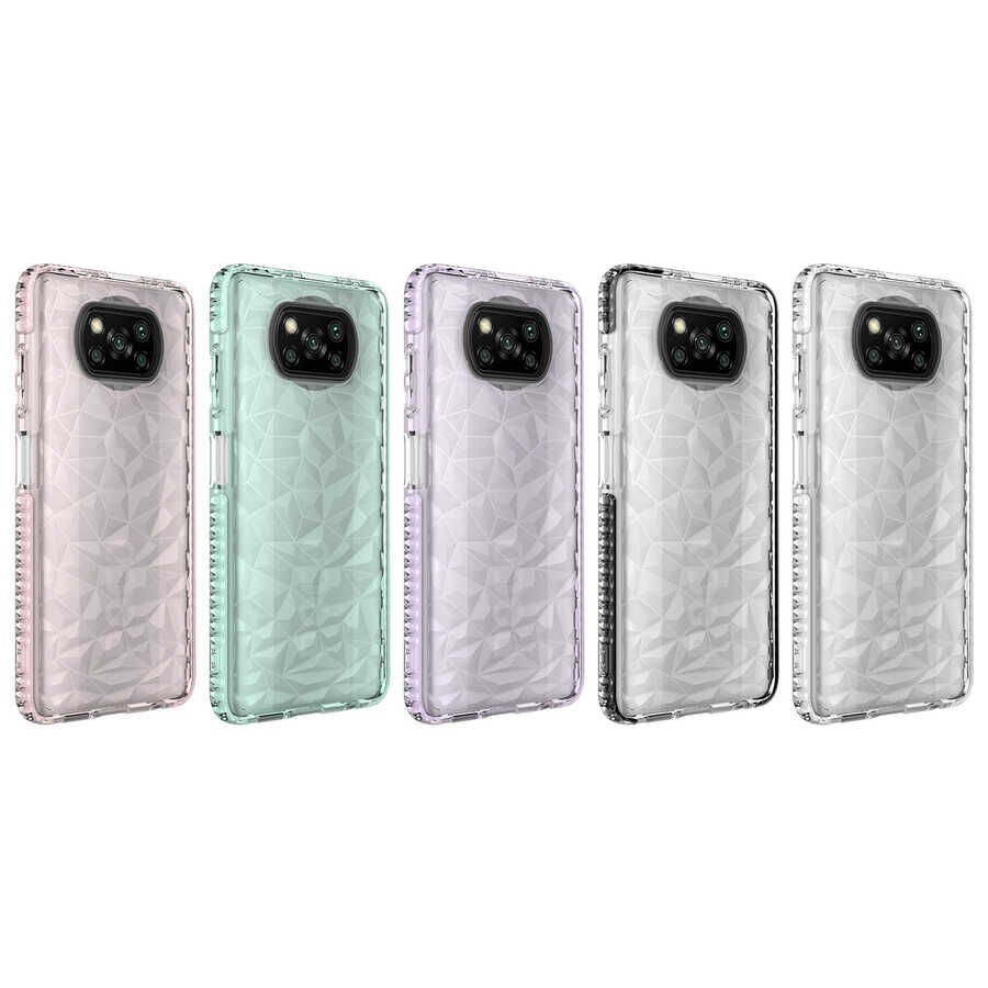 Xiaomi Poco X3 Kılıf Pramit Desenli Renkli Yumuşak Lüks Silikon Kapak (BUZ) Yeşil