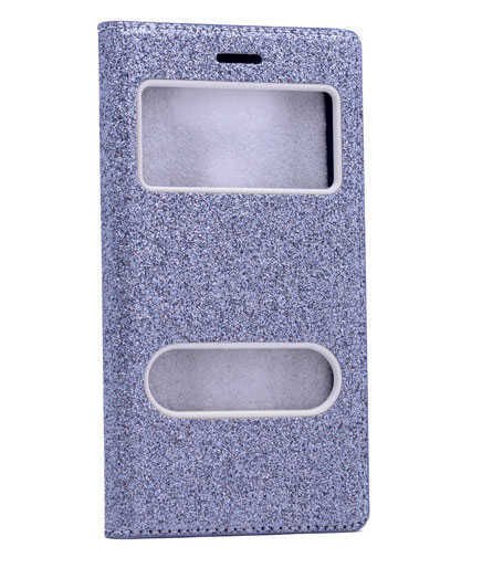 Samsung Galaxy S3 Mini Kapaklı Kılıf Simli Mıknatıslı Kapak (DOLCE-SİM) Gümüş