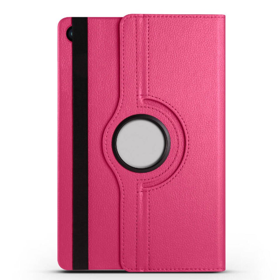 Samsung Galaxy Tab A9+Plus X210 X215 X217 Dönebilen Standlı 360 Tam Korumalı Tablet KIlıf (D-T) Pembe Koyu