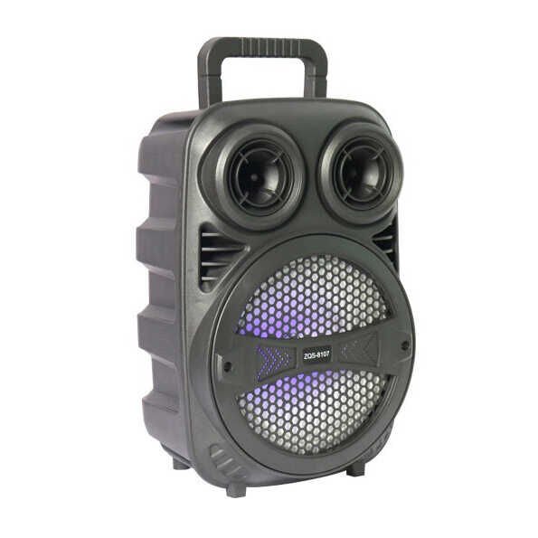 Bluetooth Speaker Hoparlör With FM Radio Özellikli Gövde Kısmında Renkli Led Tasarım (ZQS-8107) Siyah