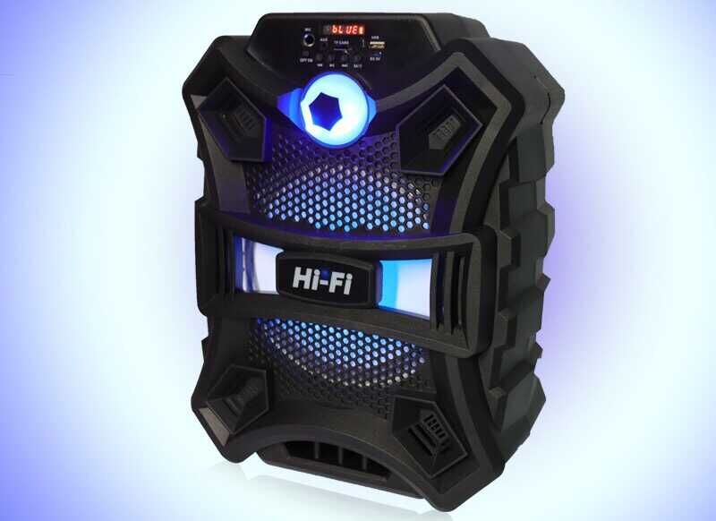 Bluetooth Speaker Hoparlör With FM Radio Özellikli Gövde Kısmında Renkli Led tasarımı (ZQS-8103) Siyah
