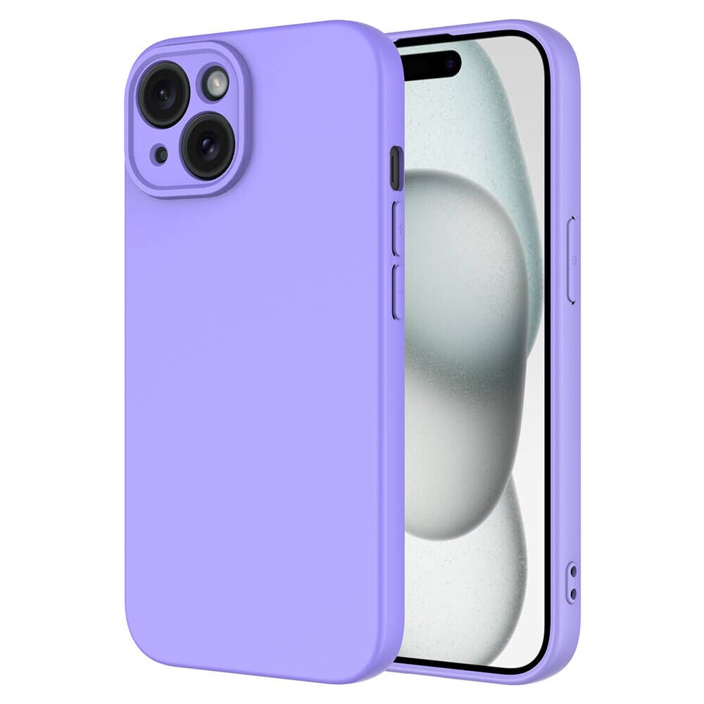 Apple iPhone 15 Plus Kılıf Kadife İç Yüzey Yumuşak Dokulu Kamera Korumalı Kapak (MARA) Lila