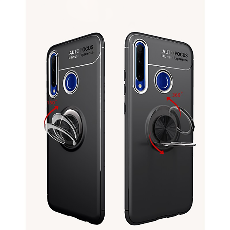 Huawei P40 Lite E Kılıf Kamera Çıkıntılı Renkli Yüzüklü Standlı Mıknatıslı Kapak (RAVEL) Kırmızı