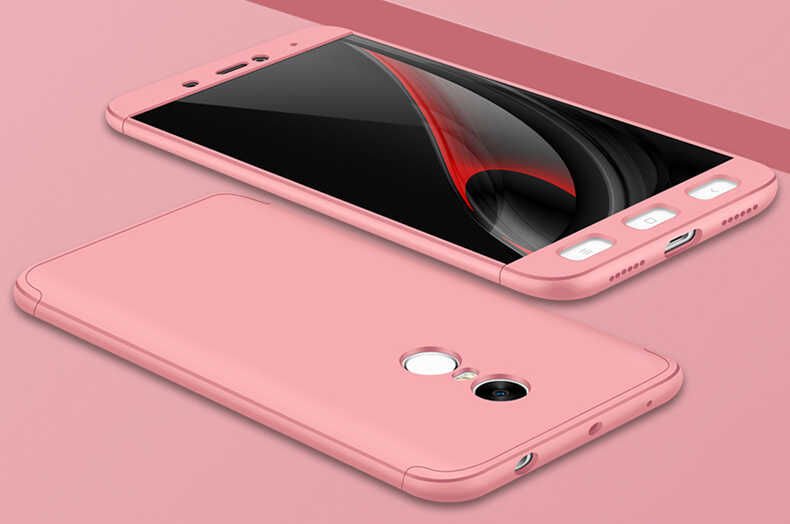 Xiaomi Redmi Note 4x Kılıf 360 Tam Koruma Ön Ve Arka Sert Mika Kapak Orjinal Ays Gkk Kapak Rose Gold