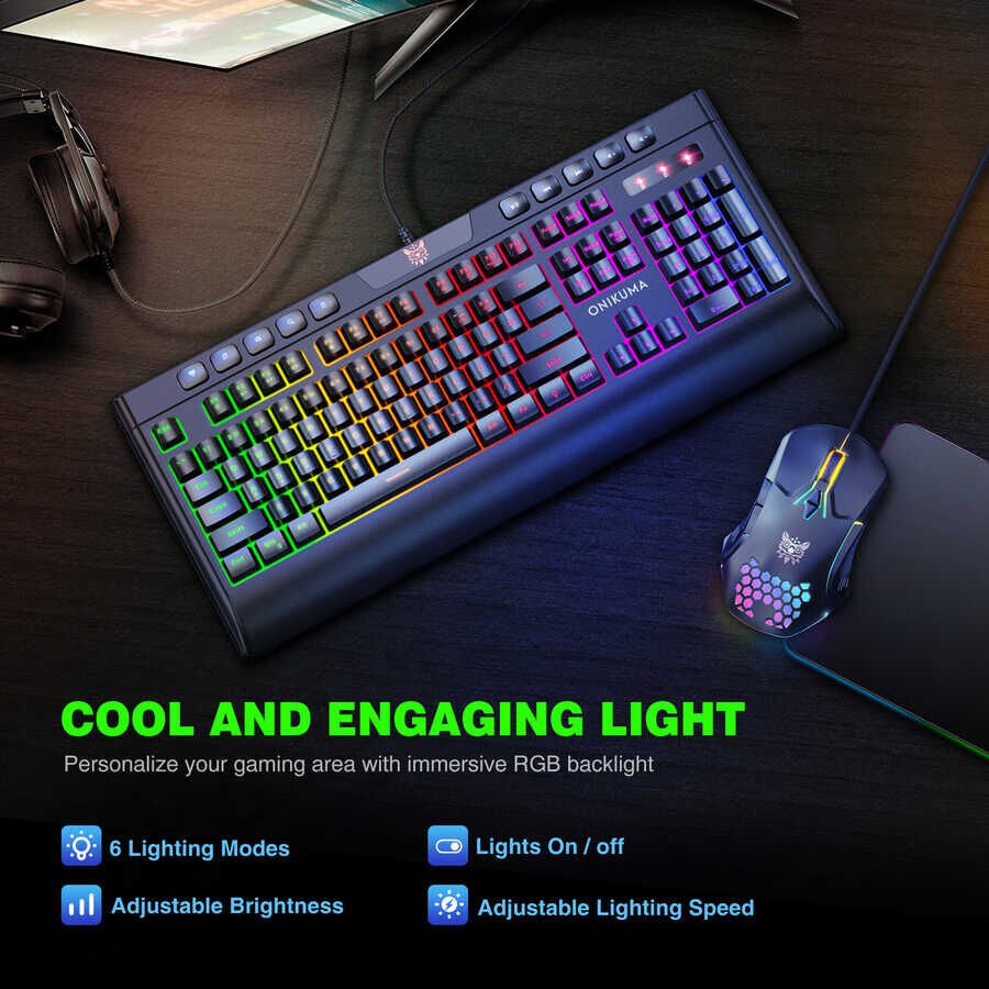 HEPTEKİLETİŞİM Onikuma G21 RGB Oyuncu Klavye Mouse Seti
