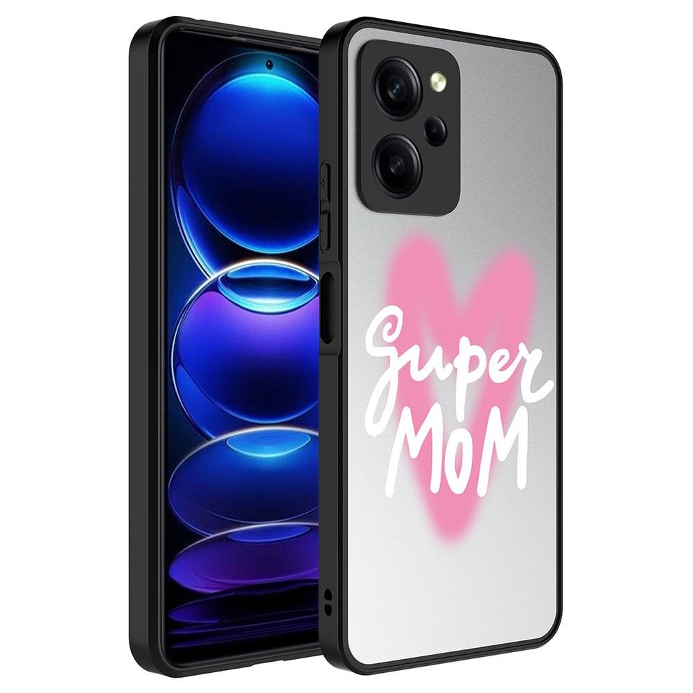 Xiaomi Poco X5 Pro Kılıf Aynalı Desenli Kamera Korumalı Parlak Renkli Sert Kapak (Mirror) Süper Anne