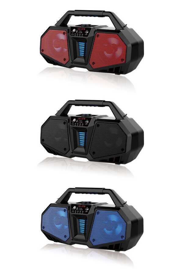Bluetooth Speaker Hoparlör With FM Radio Özellikli Gövde Kısmında Renkli Led Tasarım (ZQS-4216) Siyah