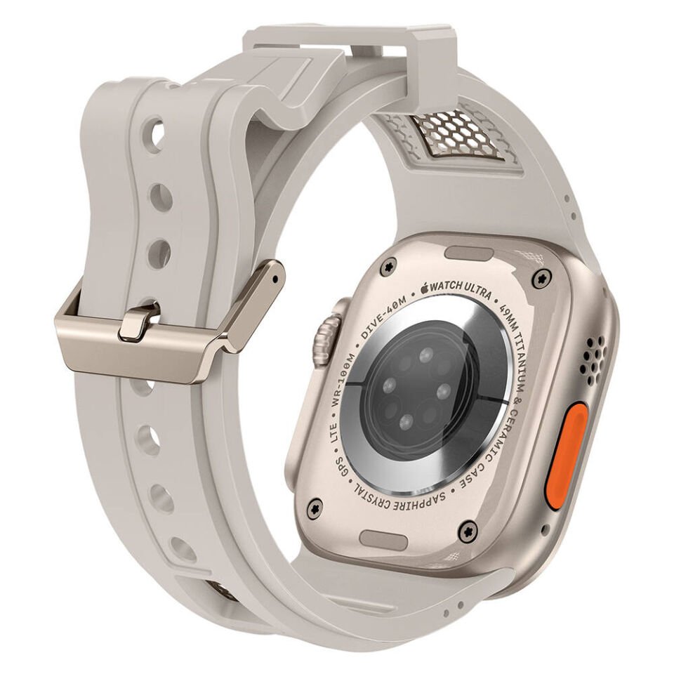 Apple Watch 2/3/4/5/6/7/8/9/se/ultra/nike 42mm 44mm 45mm 49mm Metal Kordon Tasarım (KRD-117) Titanyum-Starlight