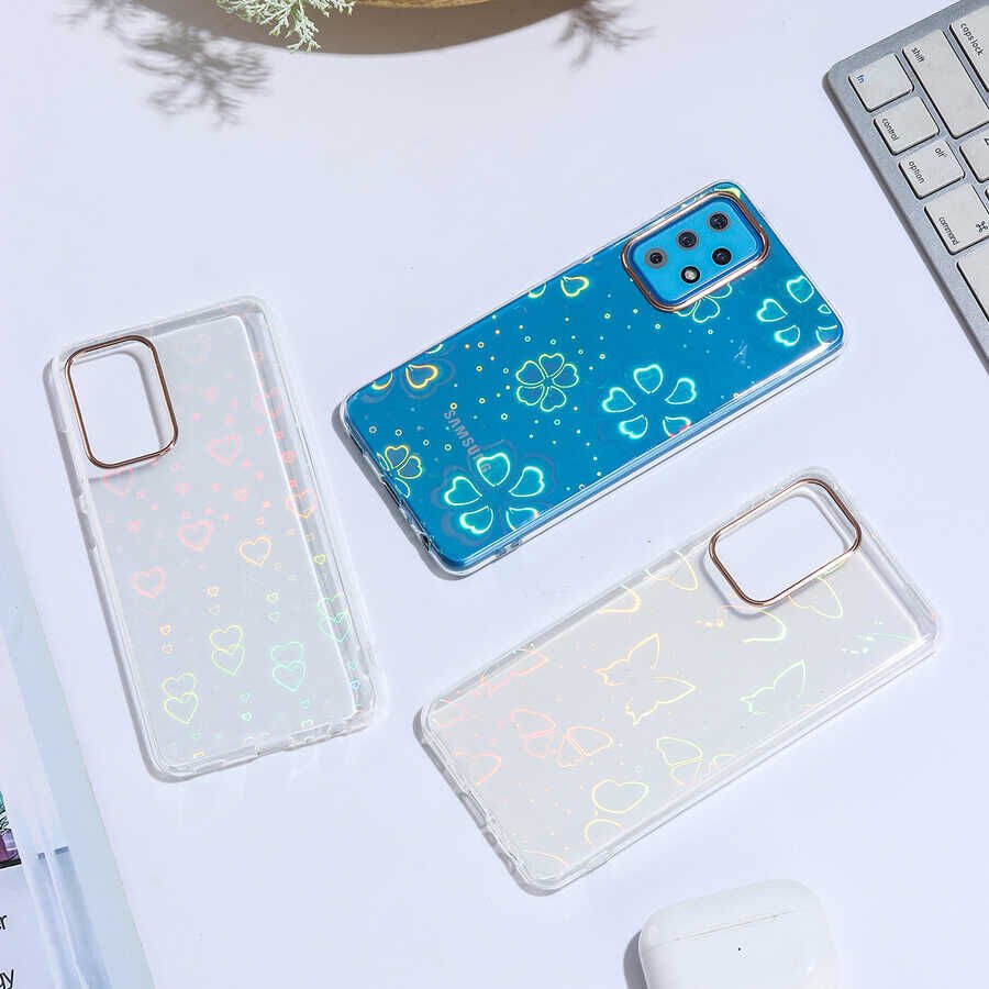 Samsung Galaxy A32 4G Kılıf Renkli Transparan Parlak Desenli Sert Kapak (SİDNEY) Heart No1