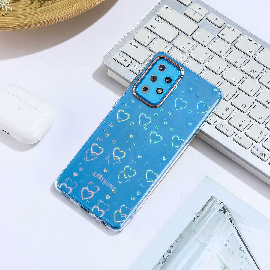 Samsung Galaxy A32 4G Kılıf Renkli Transparan Parlak Desenli Sert Kapak (SİDNEY) Heart No1