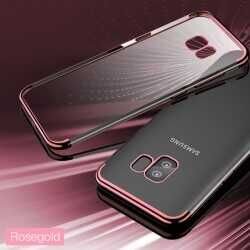 Samsung Galaxy S9 Kılıf Dört Köşe Renkli Lazer Şeffaf Silikon Kapak (GLİTTER) Kırmızı