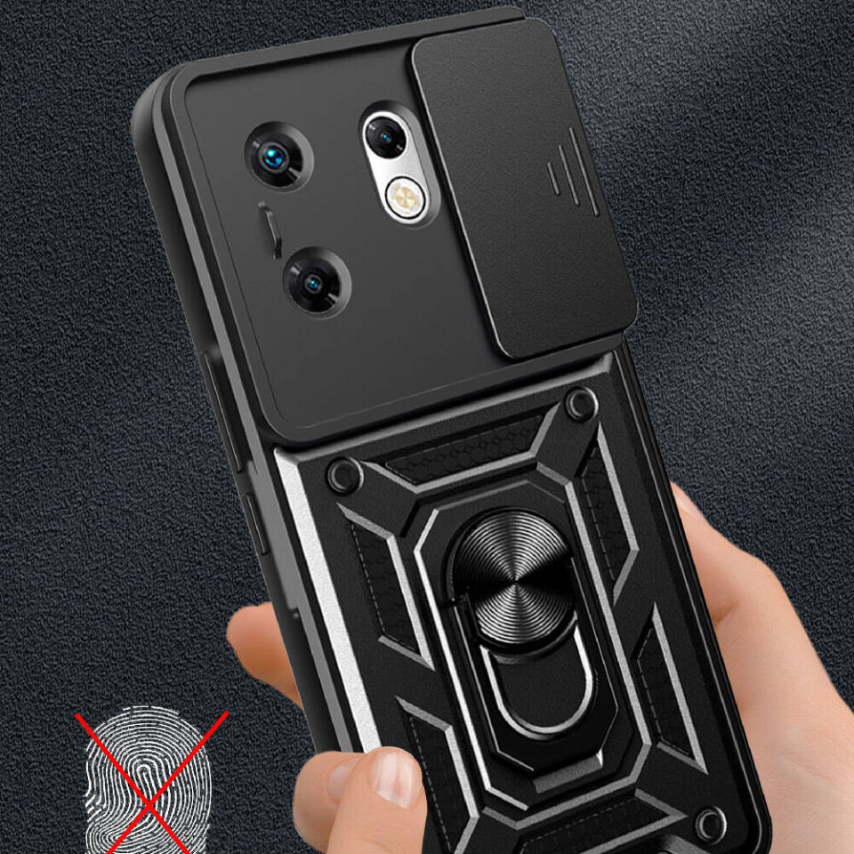 İnfinix Zero 30 4G Kılıf Sürgülü Tank Zırh Yüzüklü Mıknatıslı Standlı Kapak (S-VEGA) Mavi