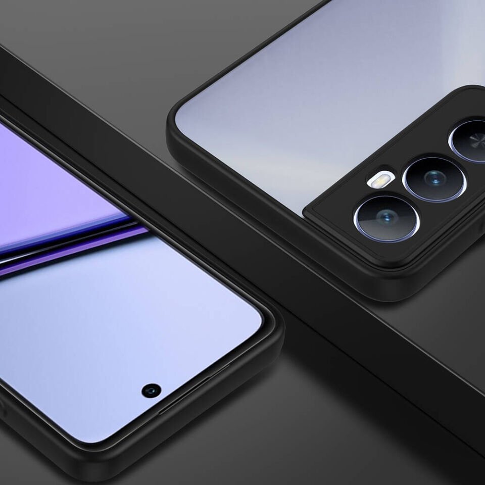 Realme C65 4G Kılıf Mat Kamera Korumalı Renkli Tuşlu Sert Silikon Kapak (HUX) Lacivert