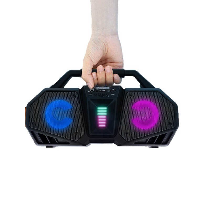 Bluetooth Speaker Hoparlör With FM Radio Özellikli Gövde Kısmında Renkli Led Tasarım (ZQS-4216) Mavi