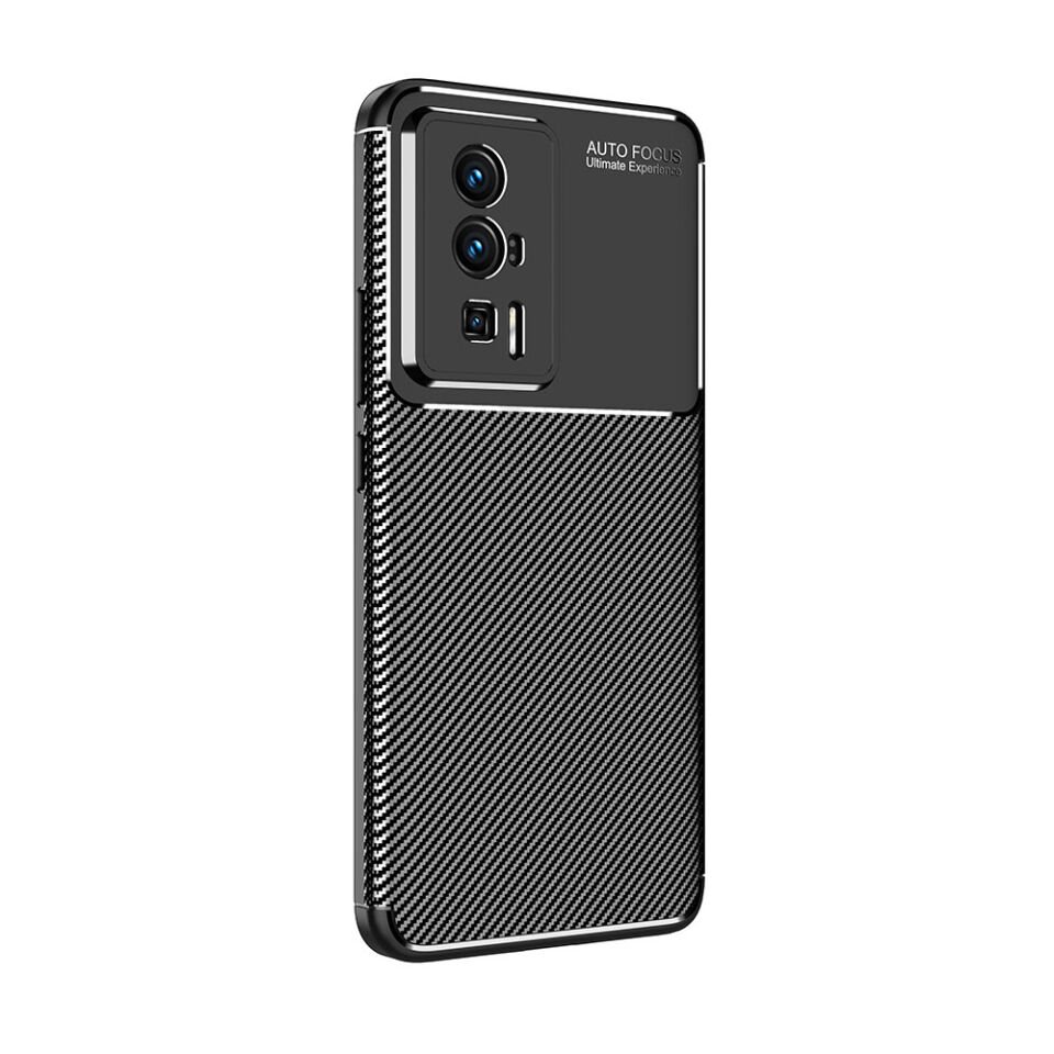 Xiaomi Poco F5 Pro Kılıf Kamera Çıkıntılı Karbon Fiber Dokulu Renk Atmaz Kapak (NEGRO) Siyah