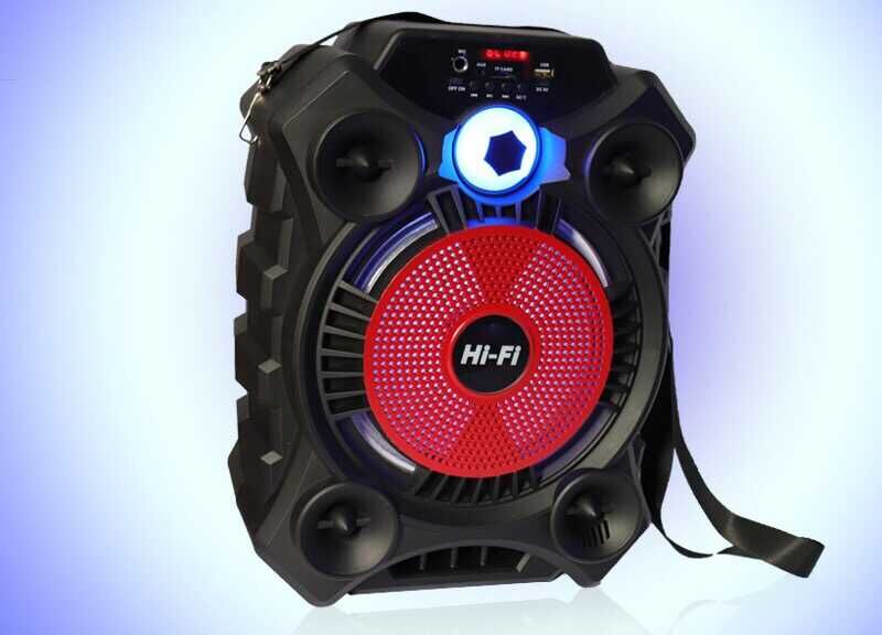 Bluetooth Speaker Hoparlör With FM Radio Özellikli Gövde Kısmında Renkli Led Tasarım (ZQS-8105) Siyah