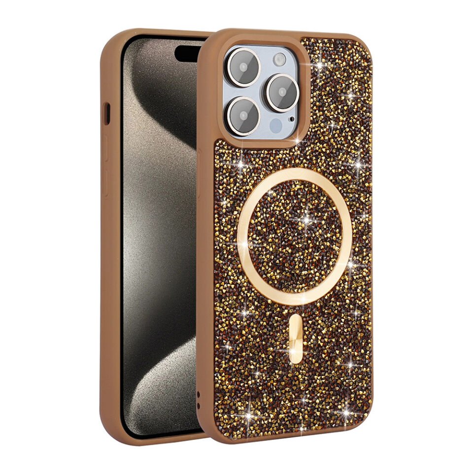 Apple iPhone 14 Pro Max Kılıf Pırlanta Tasarımlı Magsafe Şarj Özellikli Zore Mozaik Silikon Kapak