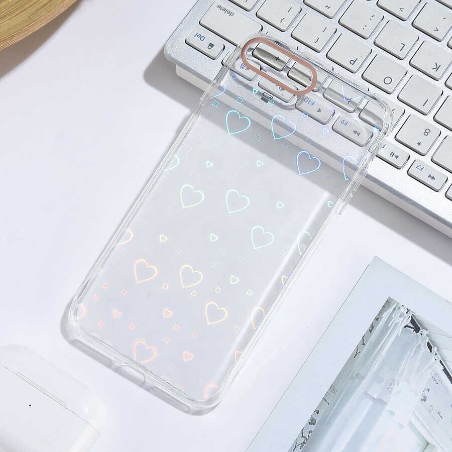 Apple  iPhone 7 Plus Kılıf Renkli Transparan Parlak Desenli Sert Kapak (SİDNEY) Heart No1