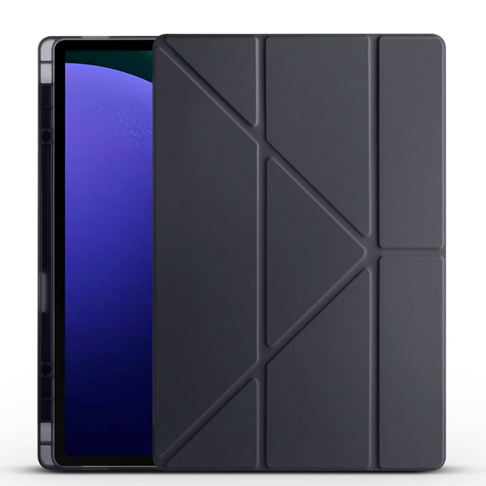 Samsung Galaxy Tab S10 Ultra Kılıf Kalem Bölmeli Standlı 360 Derece Tam Korumalı Tasarım (TR) Siyah