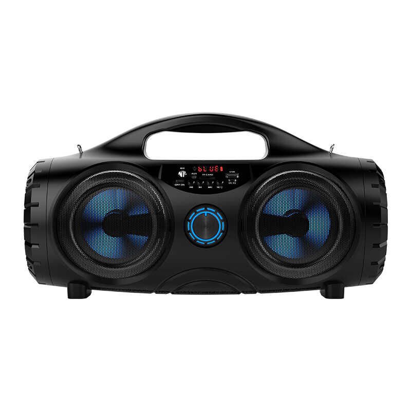 Bluetooth Speaker Hoparlör With FM Radio Özellikli Gövde Kısmında Renkli Led Tasarım (ZQS-4215) Siyah
