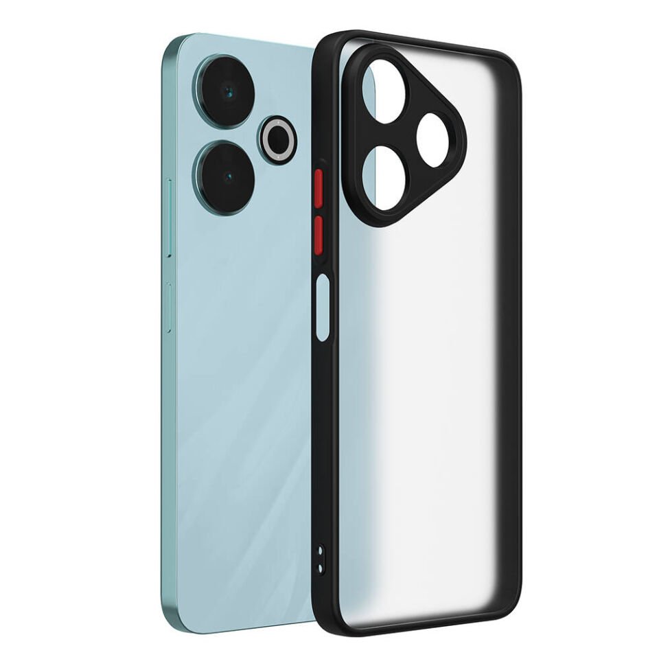 Xiaomi Redmi 13 4G Kılıf Mat Kamera Korumalı Renkli Tuşlu Sert Silikon Kapak (HUX) Siyah