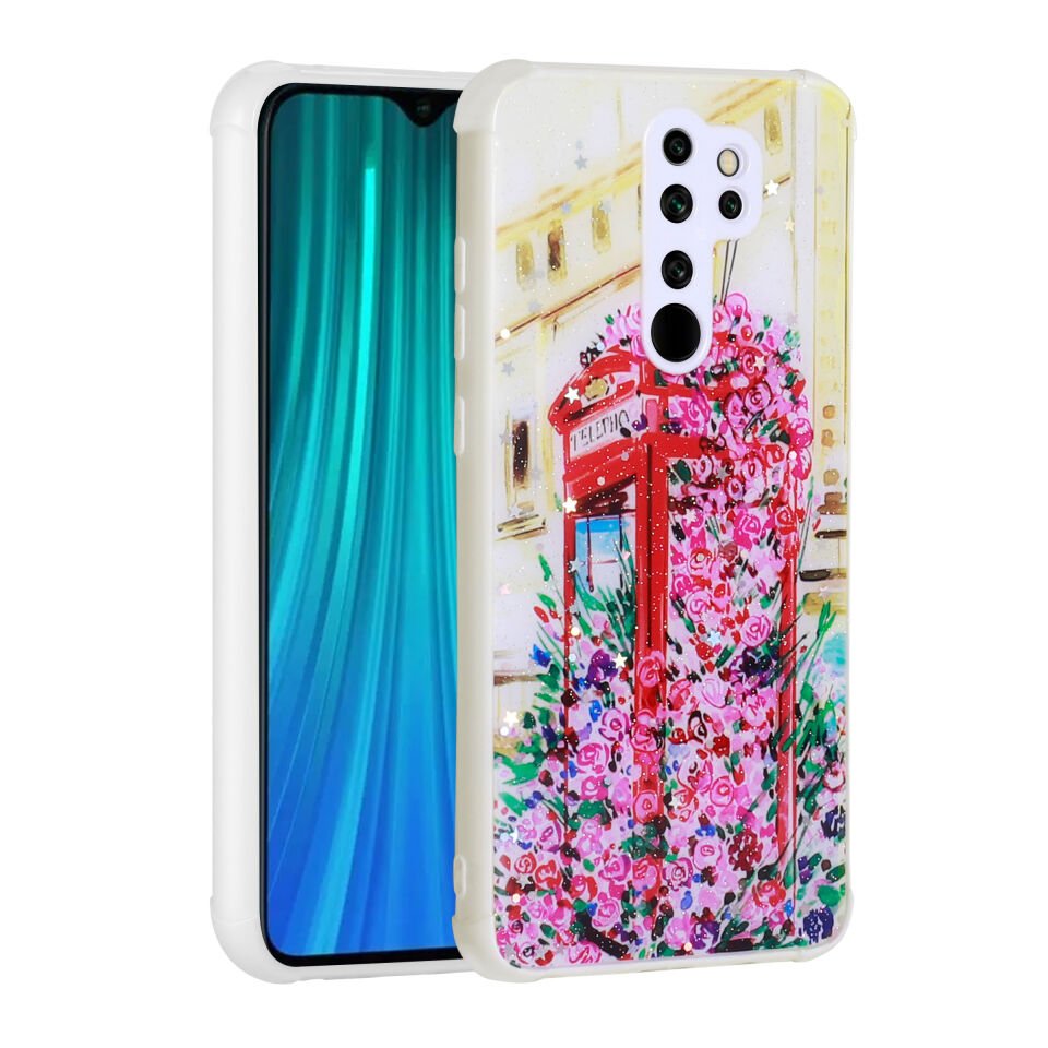 Xiaomi Redmi Note 8 Pro Kılıf Simli Desenli Köşe Kamera Korumalı Darbe Emici Silikon Kapak (Popy) Kulübe