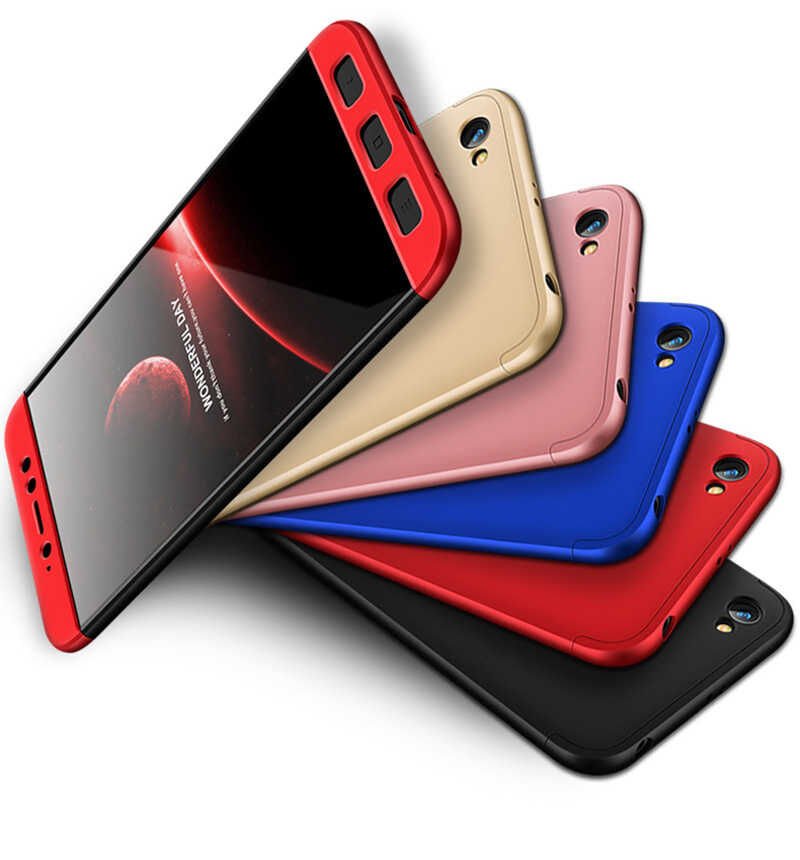 Xiaomi Redmi Y1 Lite Kılıf 360 Tam Koruma Ön Ve Arka Sert Mika Kapak Orjinal Ays Gkk Kapak Siyah-Kırmızı