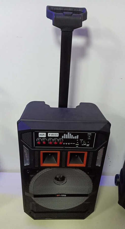 Bluetooth Speaker Hoparlör With FM Radio Özellikli Gövde Kısmında Renkli Led Tasarım (SP-1201) Siyah