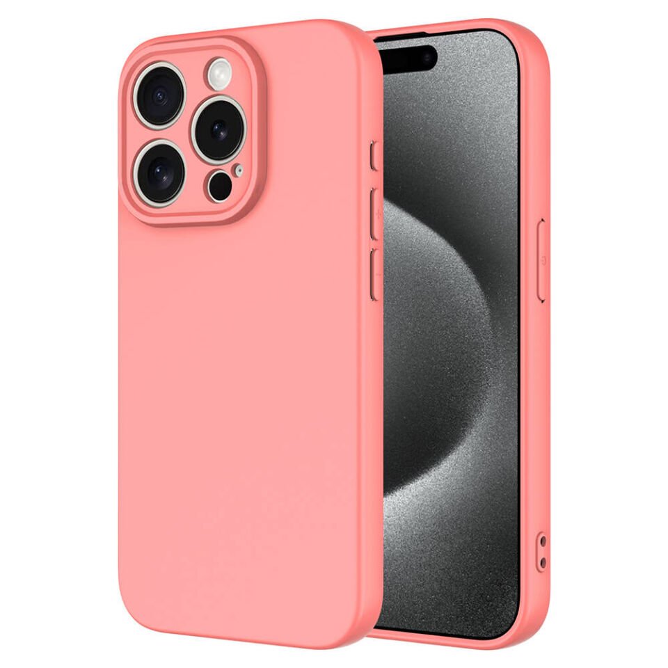 Apple iPhone 15 Pro Kılıf Kadife İç Yüzey Yumuşak Dokulu Kamera Korumalı Kapak (MARA) Pembe
