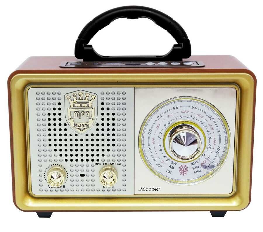 Nostaljik Retro Ahşap Bluetooth Hoparlör Fm Radyo Özellikli (M-110BT) Kahverengi