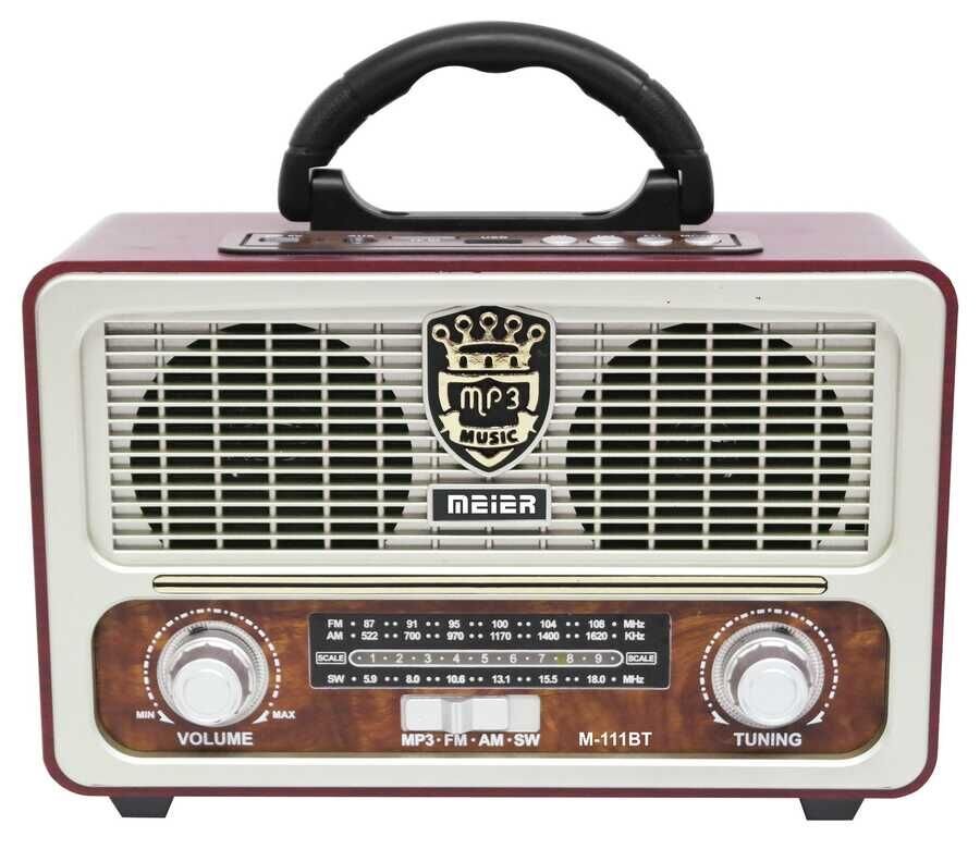 Nostaljik Retro Ahşap Bluetooth Hoparlör Fm Radyo Özellikli (M-111BT) Kahverengi