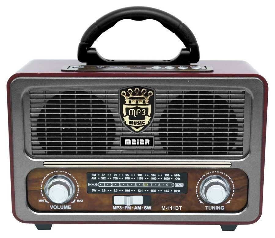 Nostaljik Retro Ahşap Bluetooth Hoparlör Fm Radyo Özellikli (M-111BT) Kahverengi