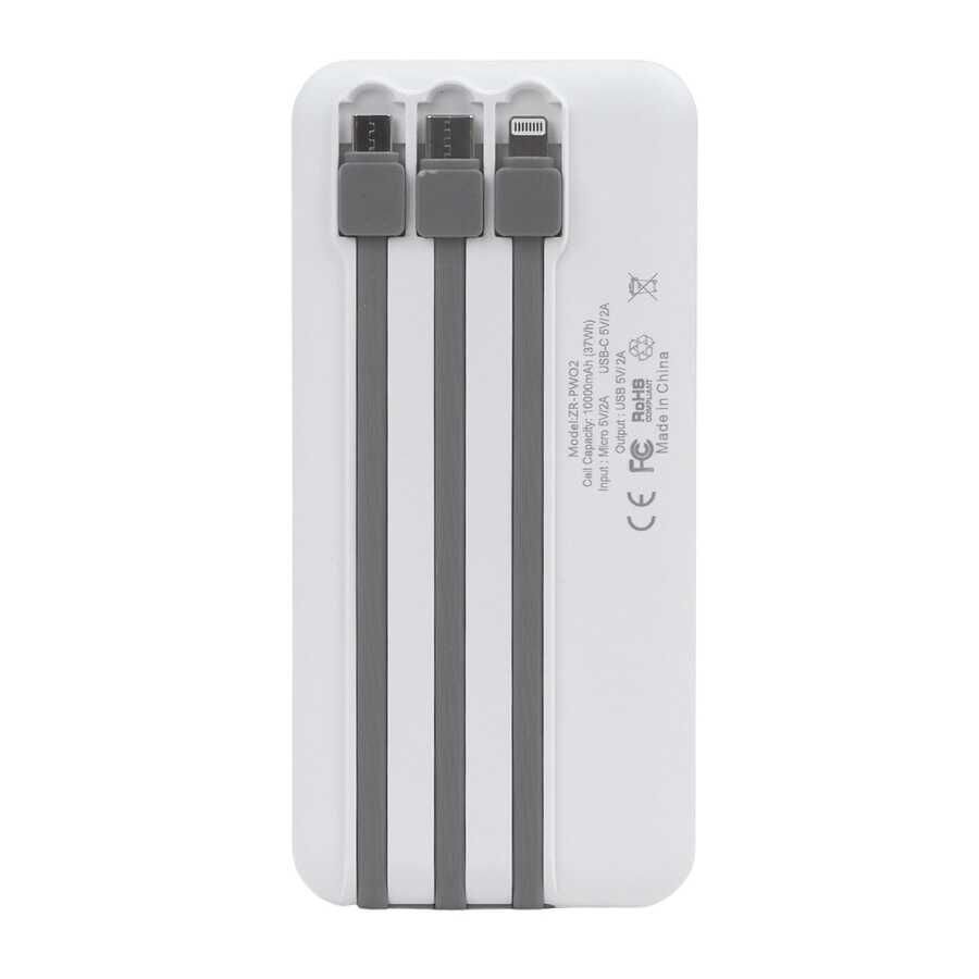 HEPTEKİLETİŞİM ZR-PW02 Type-C - Micro - Lightning Led Göstergeli Taşınabilir Powerbank 10000 mAh
