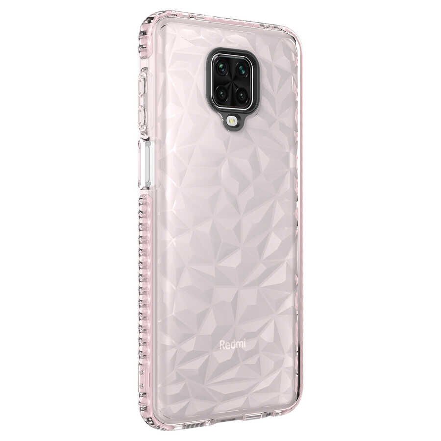 Xiaomi Redmi Note 9S Kılıf Pramit Desenli Renkli Yumuşak Lüks Silikon Kapak (BUZ) Pembe