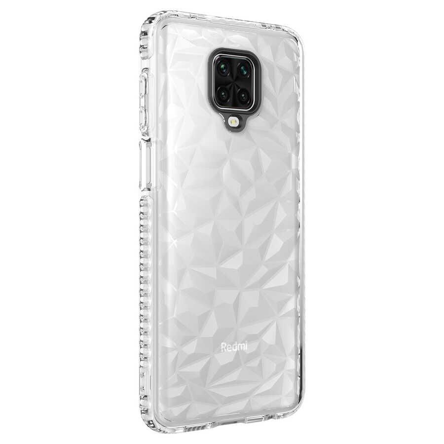 Xiaomi Redmi Note 9S Kılıf Pramit Desenli Renkli Yumuşak Lüks Silikon Kapak (BUZ) Beyaz