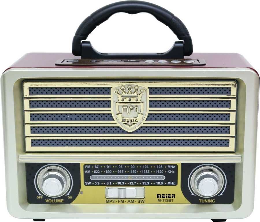 Nostaljik Retro Ahşap Bluetooth Hoparlör Fm Radyo Özellikli (M-113BT) Kahverengi