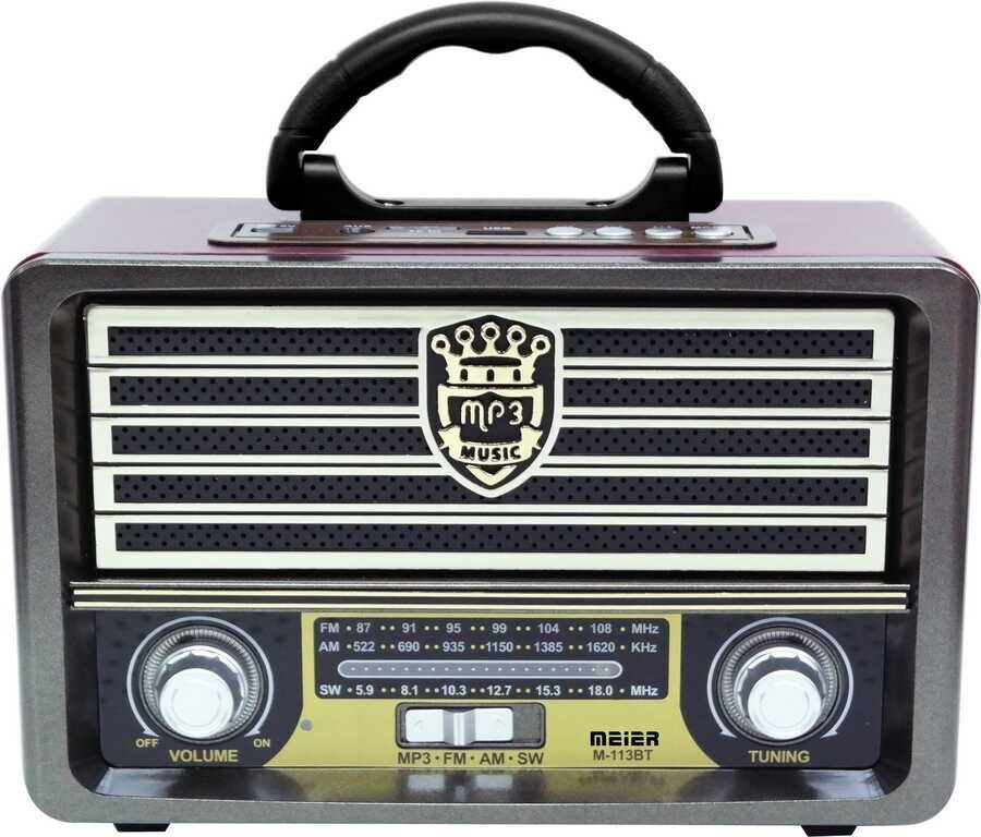 Nostaljik Retro Ahşap Bluetooth Hoparlör Fm Radyo Özellikli (M-113BT) Kahverengi