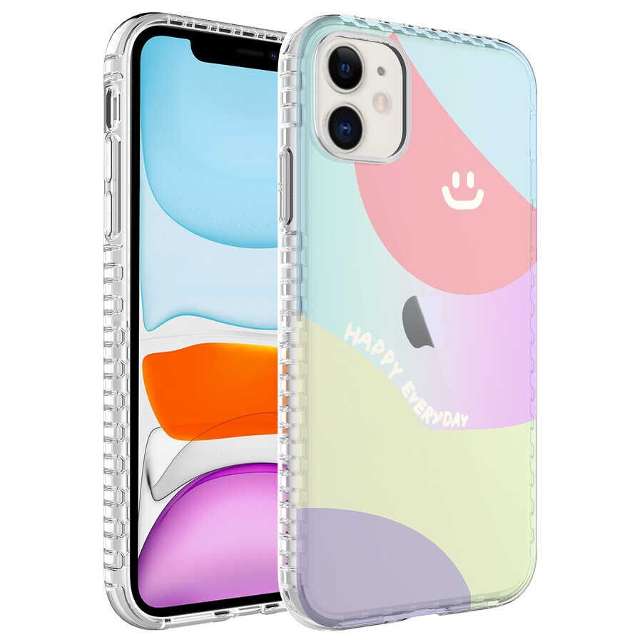 Apple iPhone 11 Kılıf Airbag Kenarlı Renkli Desenli Silikon HEPTEKİLETİŞİM Elegans Kapak