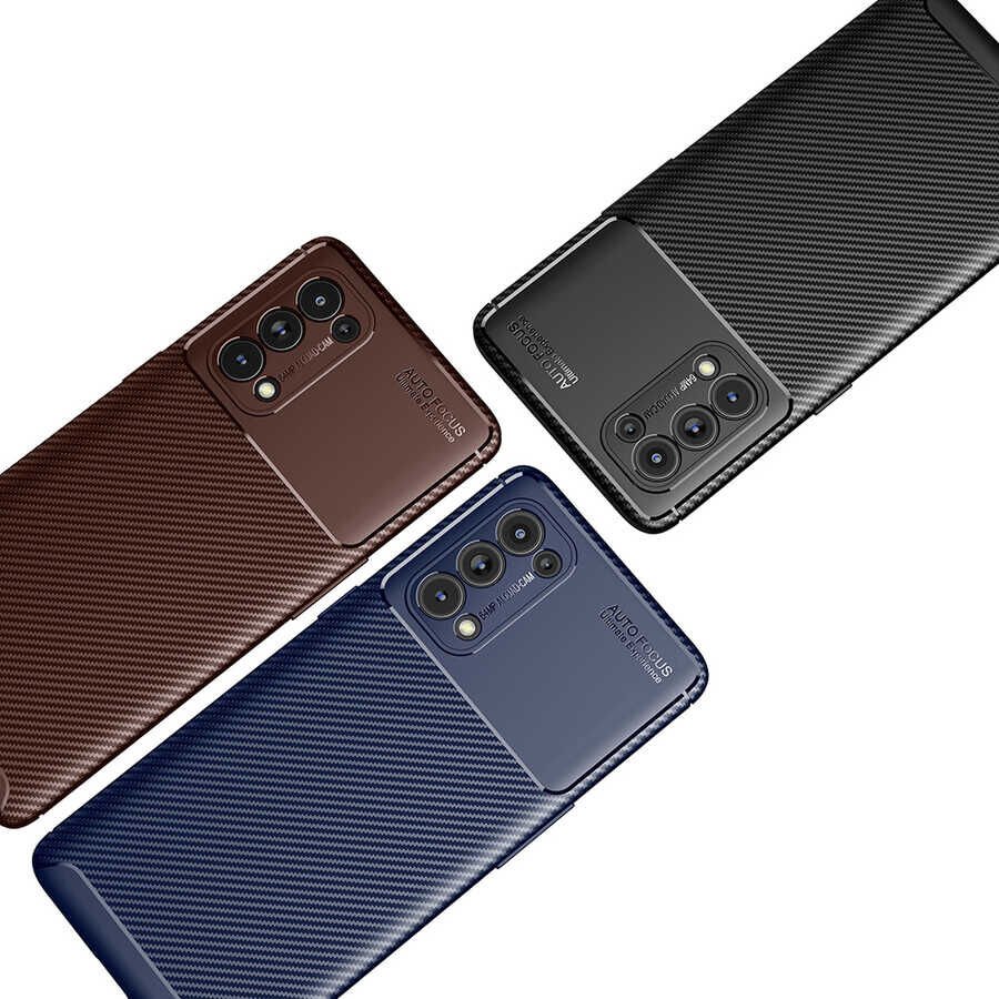 Oppo Reno 5 Pro 5G Kılıf Kamera Çıkıntılı Karbon Fiber Dokulu Renk Atmaz Kapak (NEGRO) Siyah