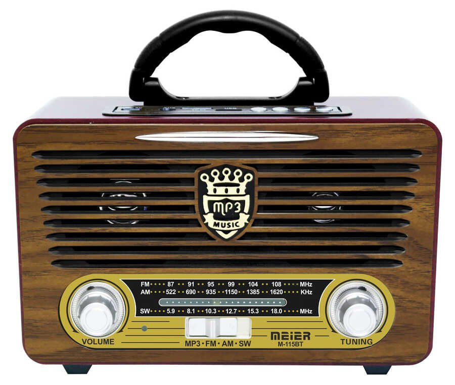 Nostaljik Retro Ahşap Bluetooth Hoparlör Fm Radyo Özellikli (M-115BT) Kahverengi